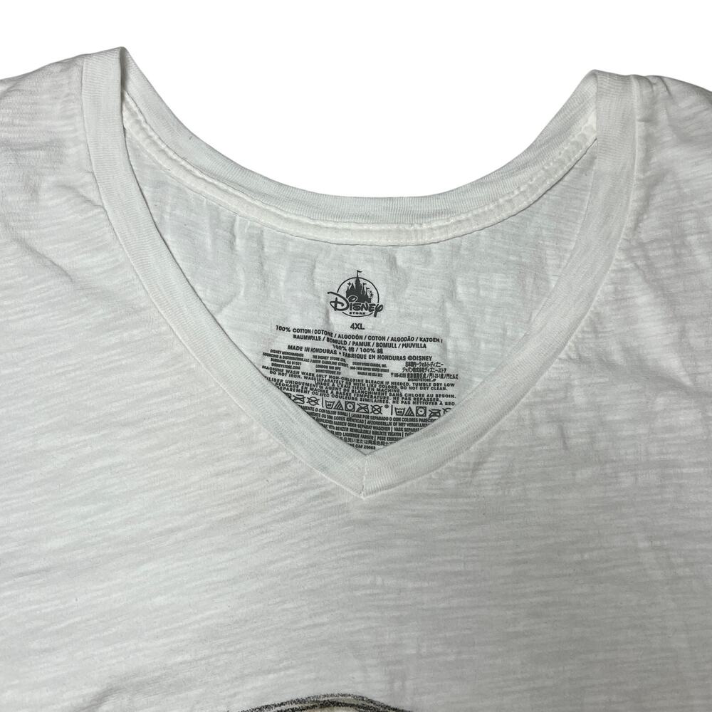 Disney Store Womens Graphic T Shirt Size 4XL Princess Belle Rose White V Neck - Picture 3 of 7
